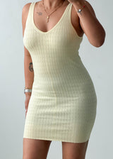 Size S-M Cream Ribbed Knit Mini Dress