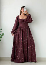 Size S-M Burgundy Embroidered Maxi Dress