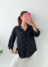Size S-M Black Polka Dot Shirt