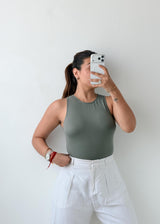 Size S Sage High Neck Sleeveless Bodysuit