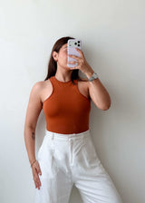 Size XS-S Rust High Neck Bodysuit