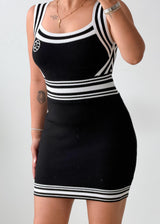 Size S-M Black & White Striped Knit Mini Dress