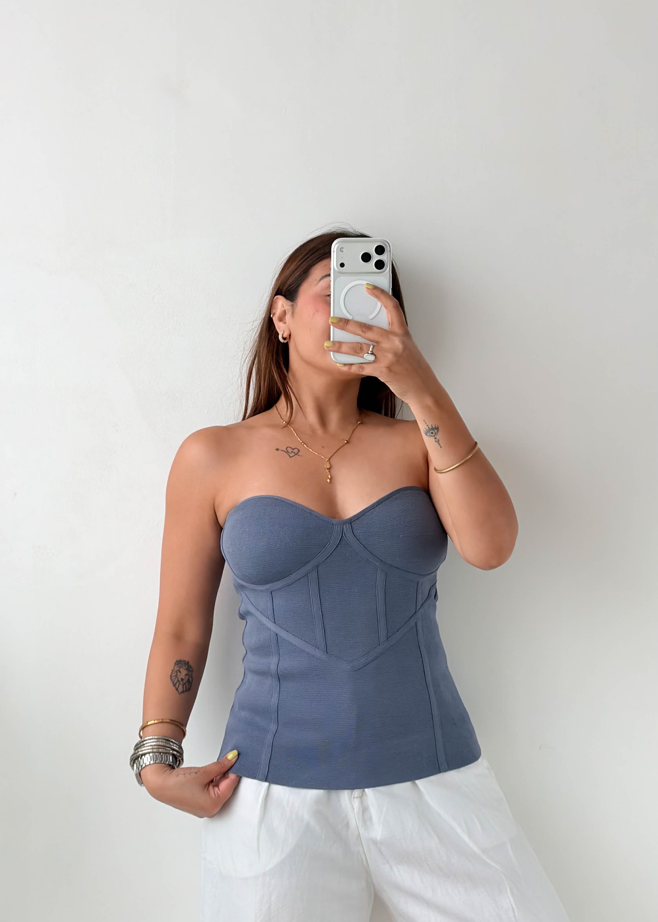 Size M-L Blue Corset Tube Top