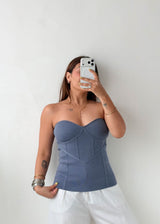 Size M-L Blue Corset Tube Top
