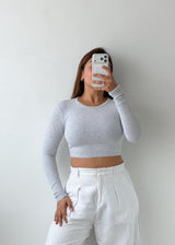 Size XS-S Grey Long Sleeve Crop Top