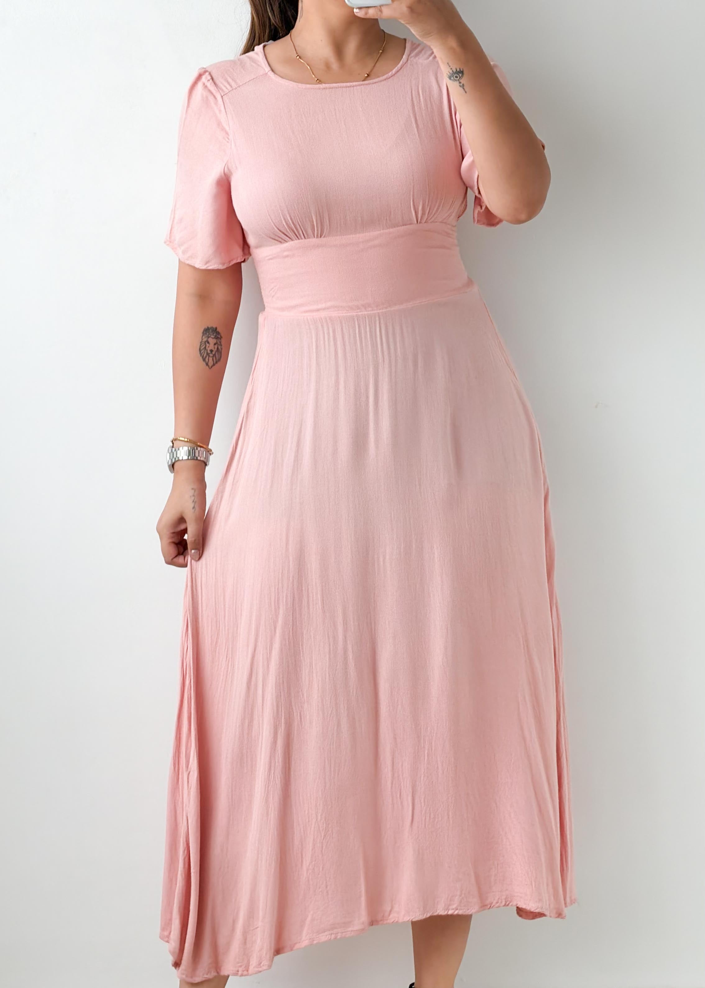 Size XS-S Blush Pink Fit & Flare Midi Dress