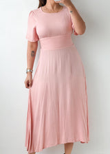 Size XS-S Blush Pink Fit & Flare Midi Dress