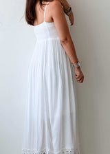 Size S-M White Lace Panel Maxi Dress With Lining
