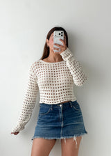 Size XS-S White Open Knit Sweater Top