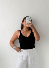 Size S-M Black Ribbed Tank Top