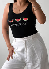 Size S-M Black Watermelon Graphic Bodysuit
