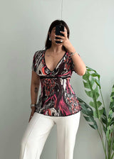Size M-L, Printed Y2K Mesh top - Closet by Payal