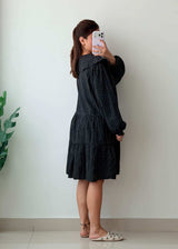 Size L-XL Black Swiss Dot Babydoll Dress