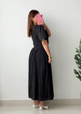 Size L-XL Black Textured Maxi Dress