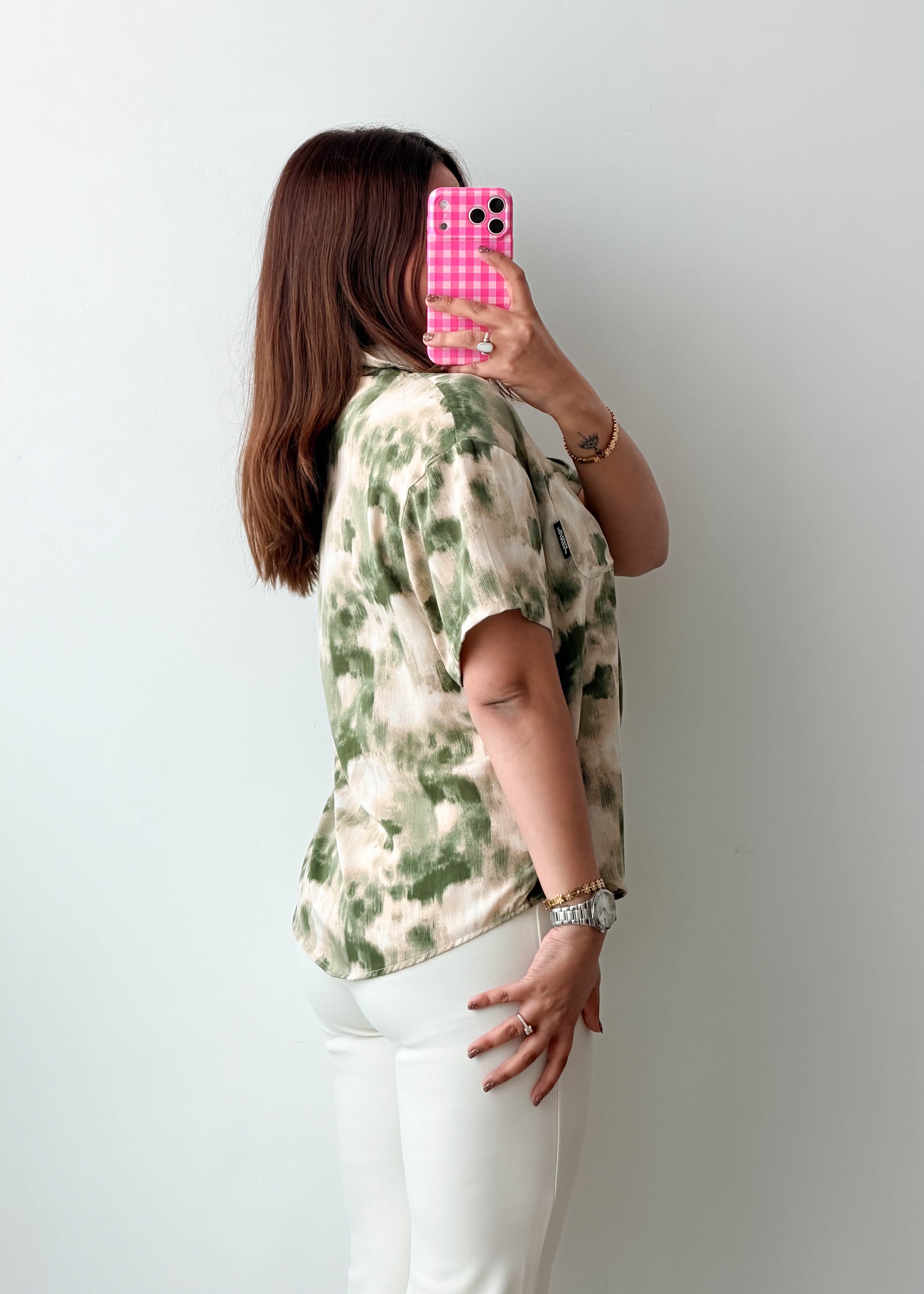 Size S-M Green Tie-Dye Shirt Top