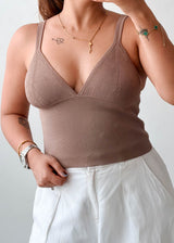 Size XS-S Taupe Plunge Knit Top