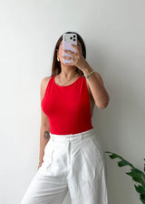Size M, Red Backless Strap Bodysuit
