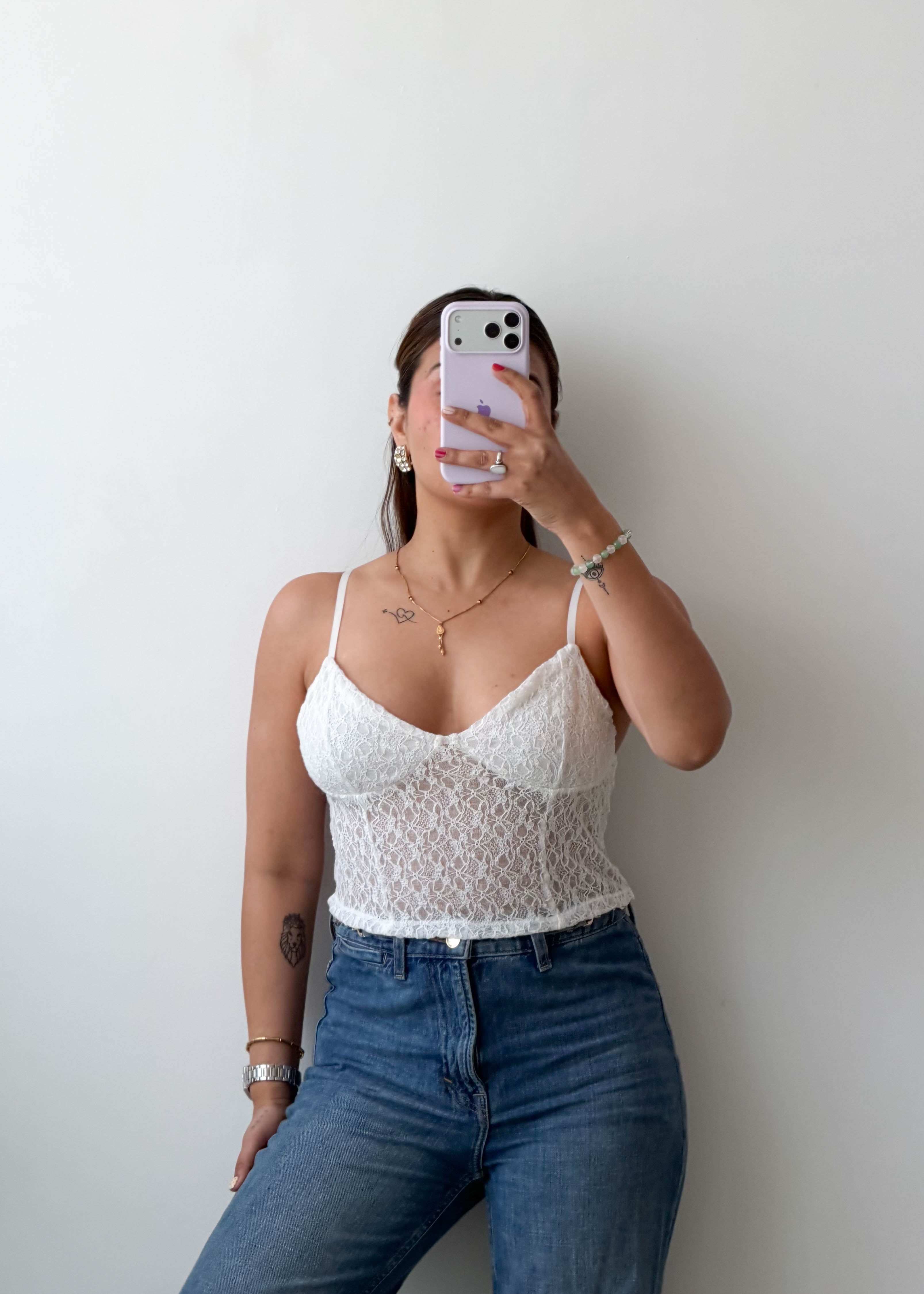 Size XS-S White Lace Corset Style Top