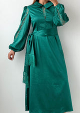 Size S-M Teal Green Satin Maxi Dress