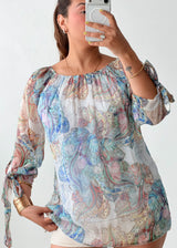 Size M-L Pastel Paisley Off-Shoulder Top