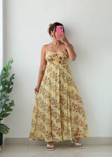 Size XS-M Yellow Floral Maxi Dress