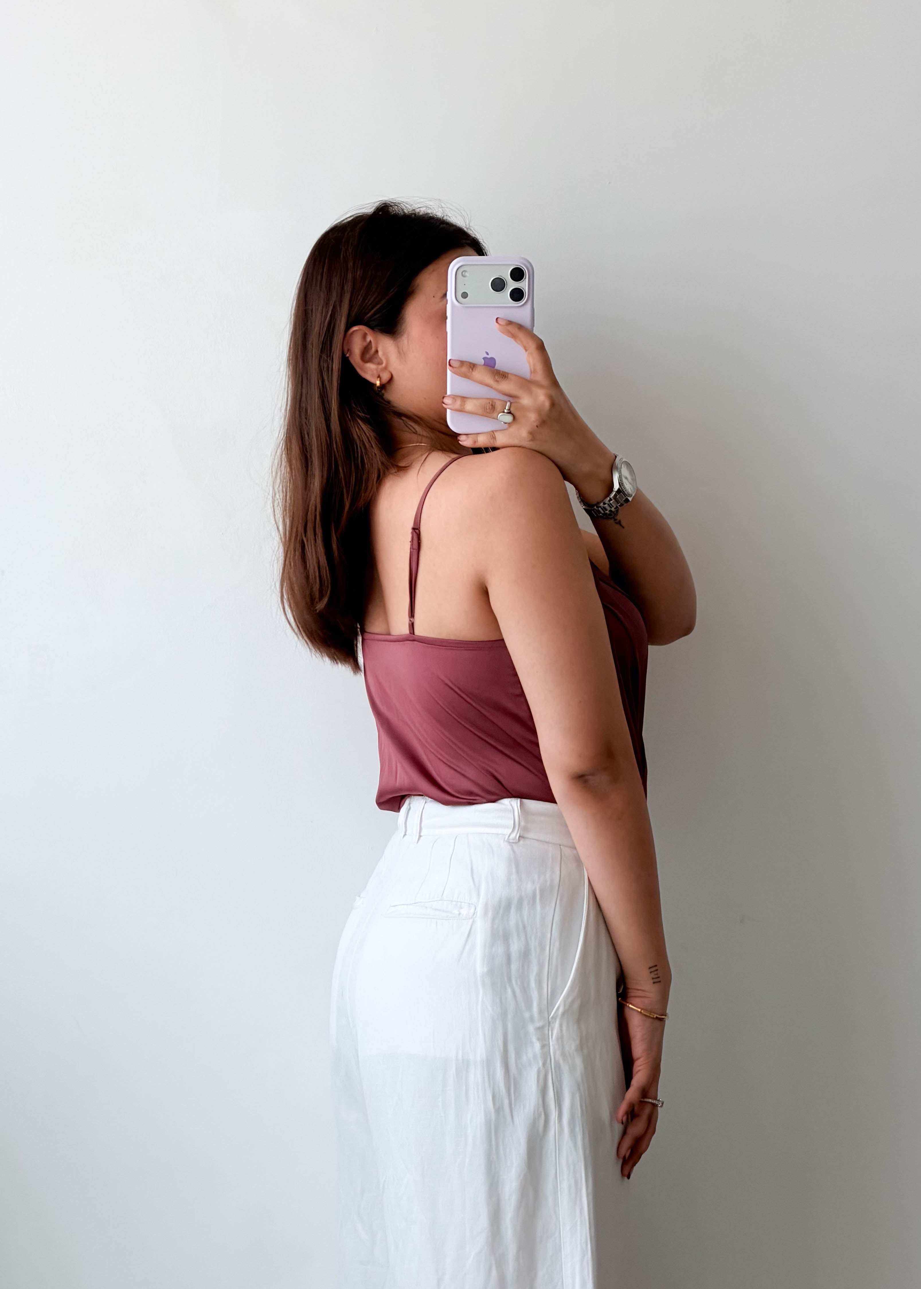 Size XS-S Mauve Satin Wrap Bodysuit