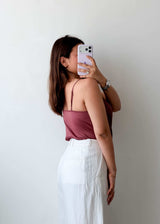 Size XS-S Mauve Satin Wrap Bodysuit
