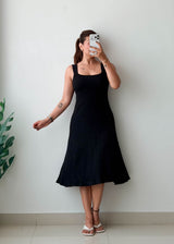 Size S-M Black Flared Ribbed Dress