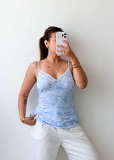 Size L-XL Blue Paisley Cami Top