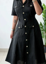 Size L, Black Utility Shirt Dress