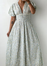 Size XS-S White Floral Print Midi Dress