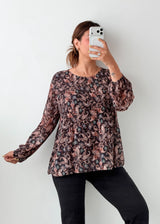 Size M-L Brown Paisley Print Blouse