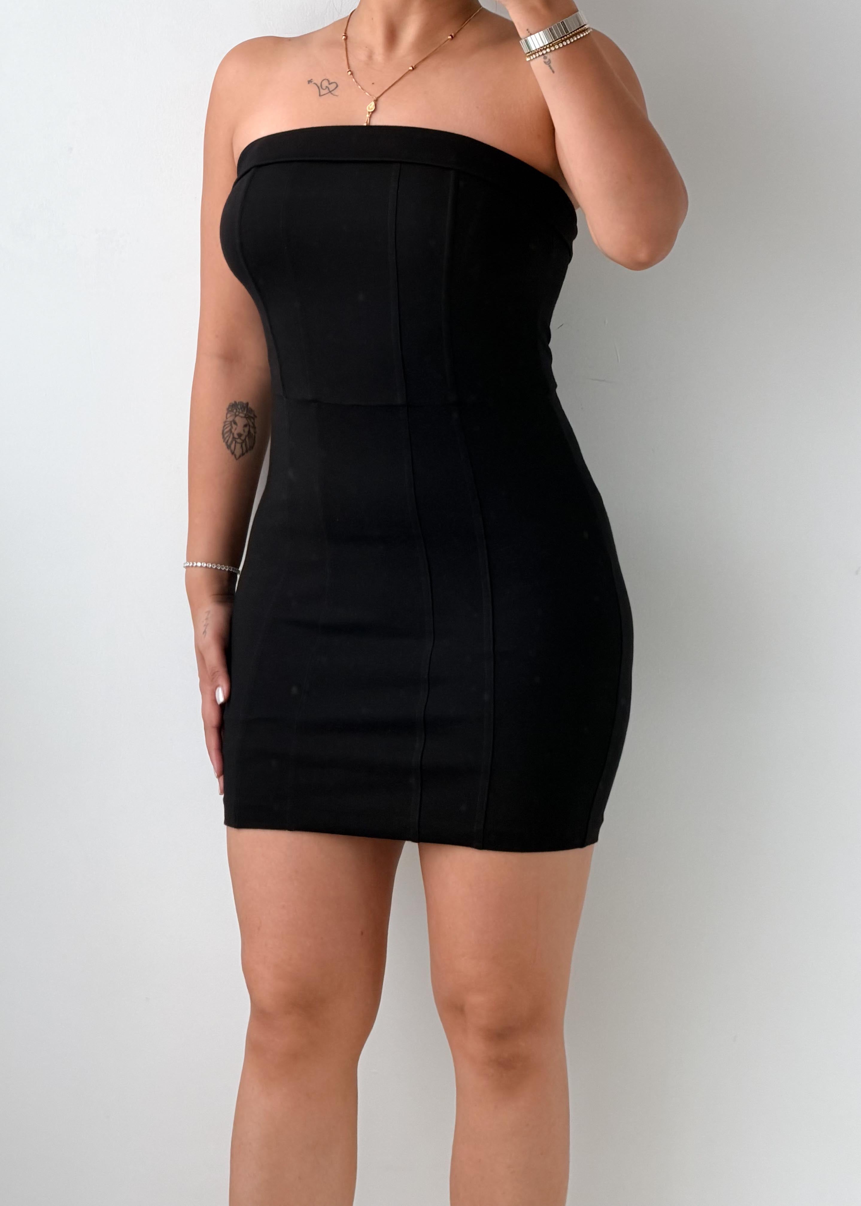 Size XS-S Black Strapless Bodycon Mini Dress