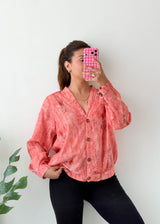 Size L-XL Coral Printed Shirt