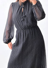 Size M-L Black Polka Dot Maxi Dress