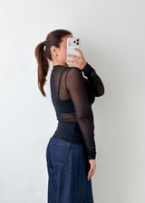 Size XS-S Black Sheer Mesh Top