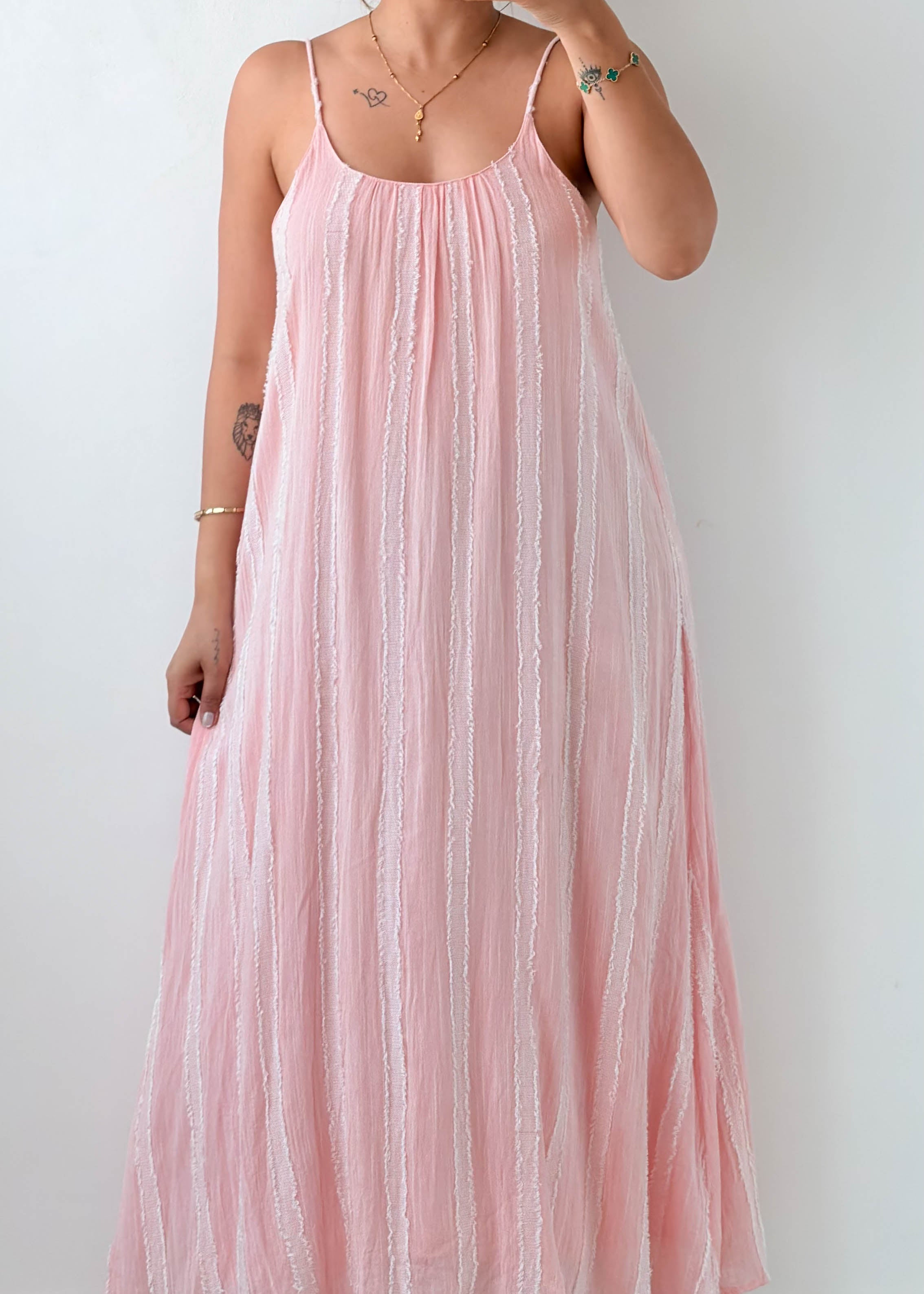 Size M-L Blush Pink Textured Maxi Dress