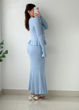 Size S-M Powder Blue Ribbed Knit Maxi Dress