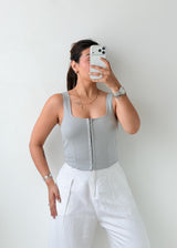 Size S-M Grey Zip Front Corset Top