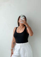 Size M-L Black Scoop Neck Bodysuit