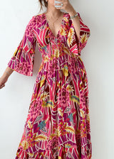 Size XS-M Pink Printed Flowy Maxi Dress