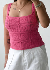 Size M-L Pink Crochet Knit Tank Top