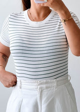 Size M-L White Stripe Fitted Top