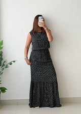 Size S-M Black Polka Dot Maxi Dress