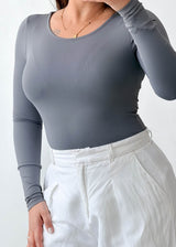 Size S-M Charcoal Long Sleeve Bodysuit
