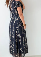 Size M & XL Black Floral Midi Dress