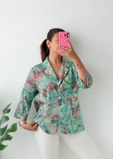 Size M-L Mint Floral Shirt