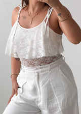 Size S-M White Lace Layered Cami Bodysuit