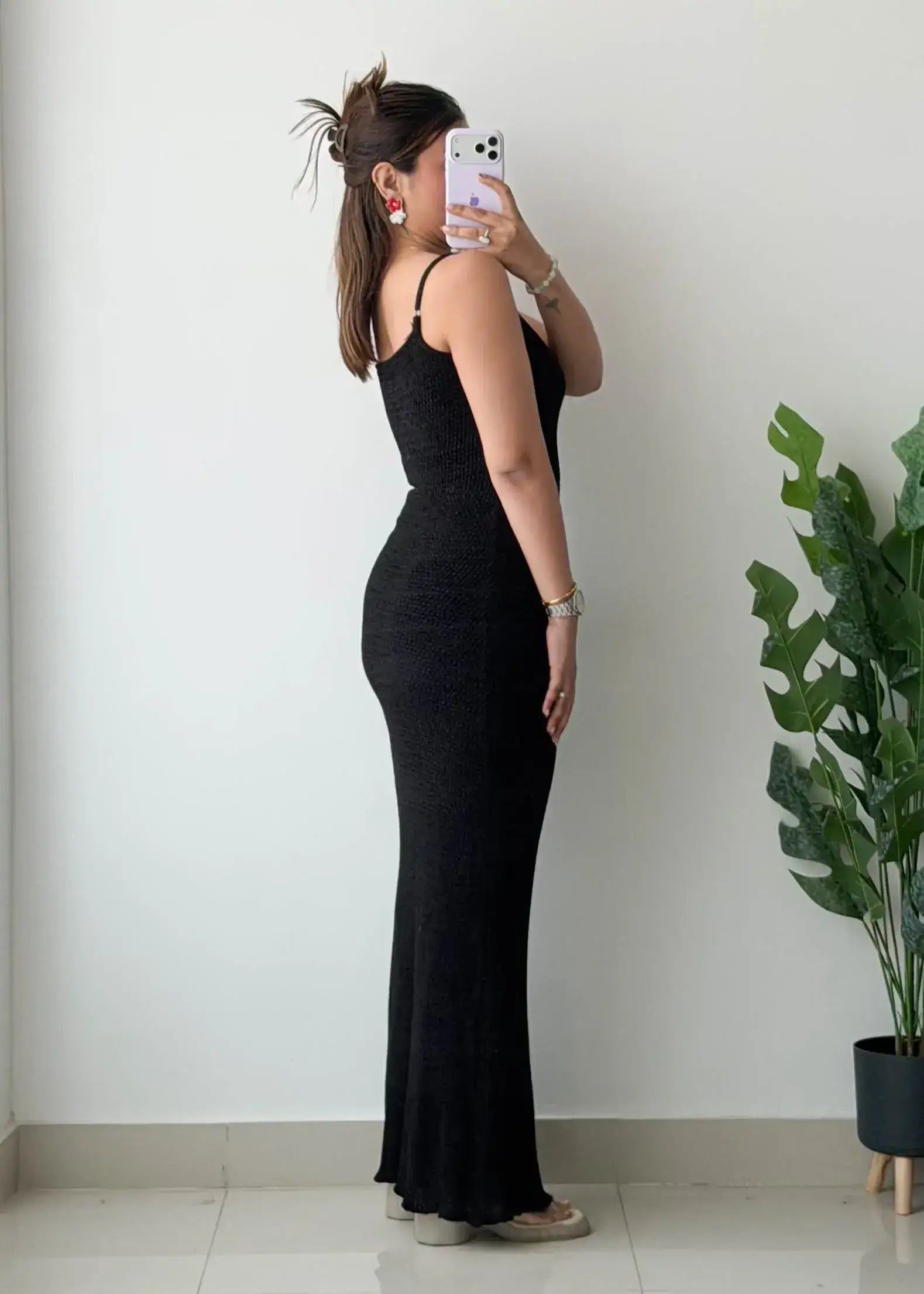 Size XS-S, Black Crochet Maxi Dress