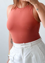 Size M Terracotta High Neck Sleeveless Bodysuit